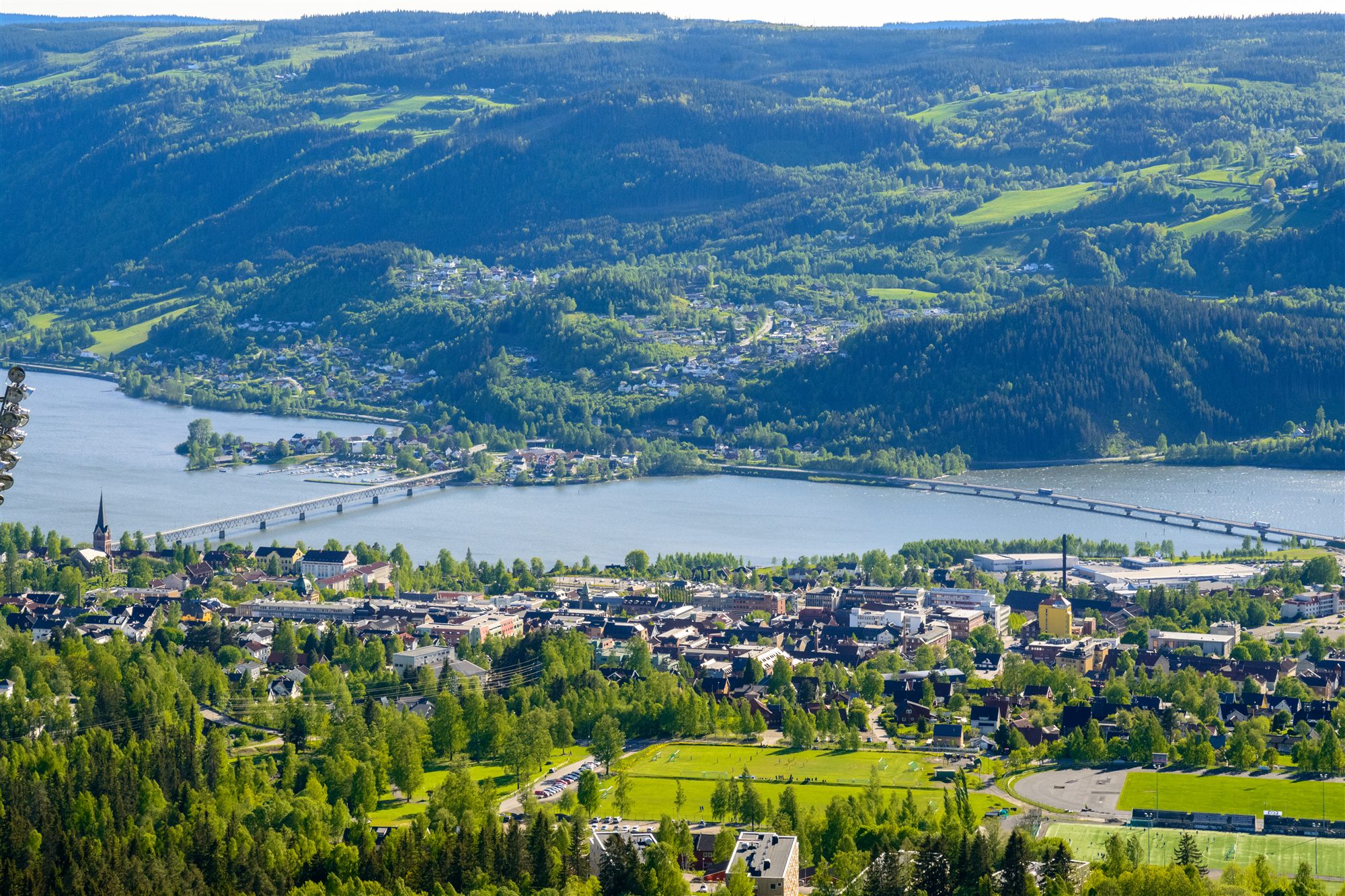 Lillehammer sentrum sett ovenfra, bykontekst for Lillehammer Live