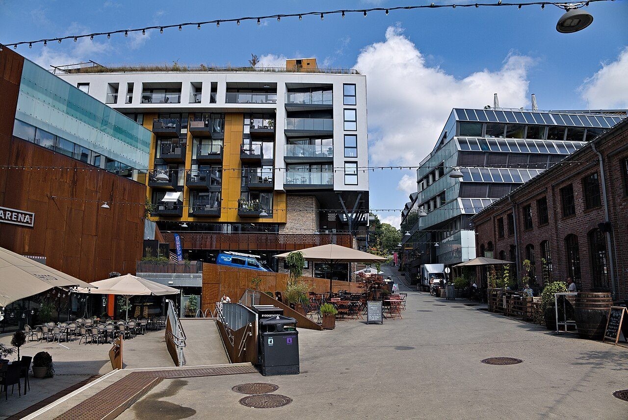 Vulkan-kvartalet ved Akerselva i Oslo, industriområdet der Vulkan Arena ligger